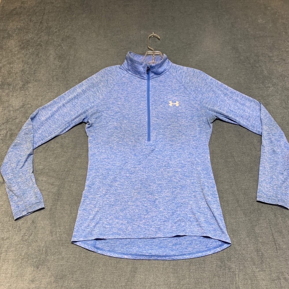 Under Armour Heat Gear Pullover Womens Small Blue Half Zip Loose Fit Heatgear